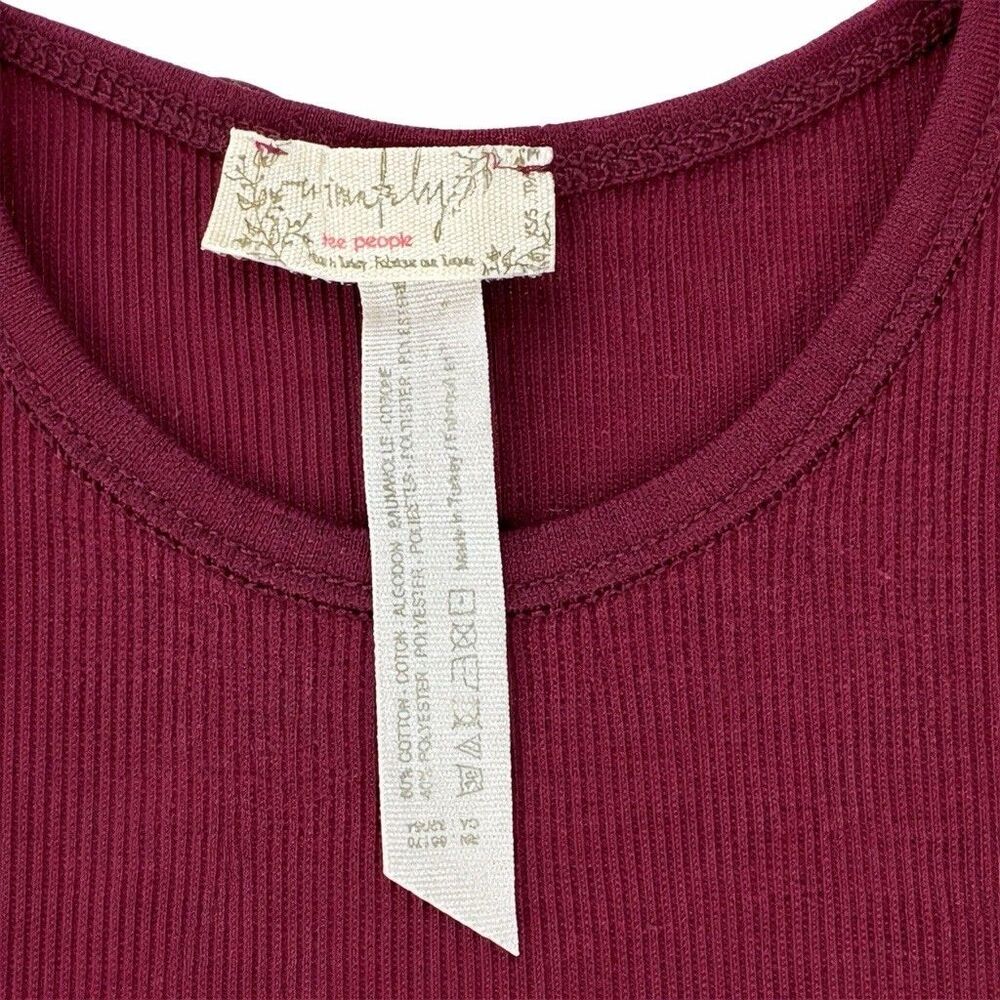 Free People We The Free Ribbed Tank Top Burgundy XS/S Flawed Womens - Picture 5 of 6